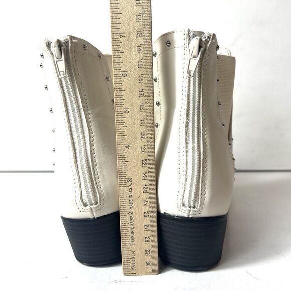 Esprit Ankle Heel Bootie Womens Sz 11 M Ivory Faux Leather Zip Up Comfort Casual - Picture 8 of 10